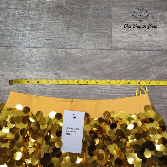 blue b. Pull On Sequin Mini Skirt Size L - Picture 3 of 5